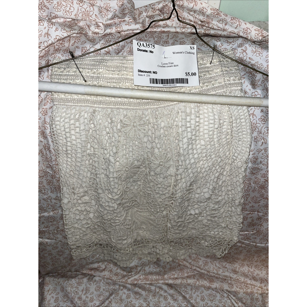 Love Fire Crochet Cream Skirt